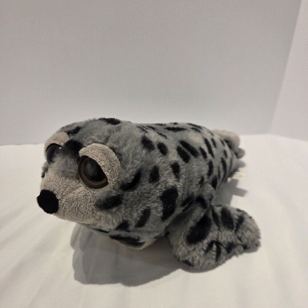 SeaWorld Spotted Seal Plush Stuffed Animal Blue Eyes 12"